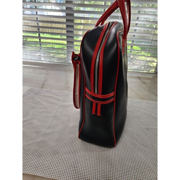 Retro-Inspired Faux-Leather Travel Racquet Bag, Navy Blue, Stylish Unisex Design - Picture 4 of 11